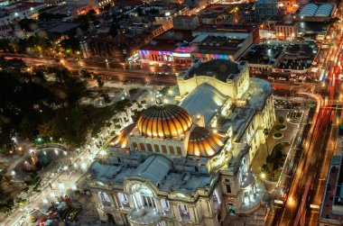 Mexico City, Mexico - November 14, 2016: Beautiful top view of Bellas artes at night, Mexico City, Mexico clipart
