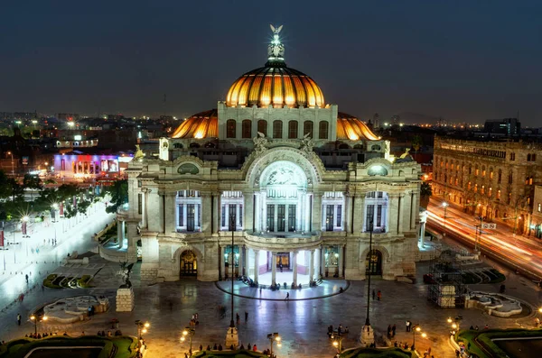 Mexico City, Mexico - November 14, 2016: Beautiful top view of Bellas artes at night, Mexico City, Mexico