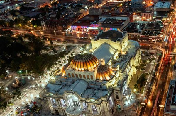 Мехіко Мексика Листопада 2016 Гарний Вид Зверху Bellas Artes Вночі Стокове Зображення