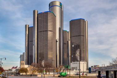 Detroit, Michigan, ABD - 23 Kasım 2018: Detroit şehir merkezi, Michigan. ABD