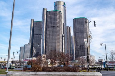 Detroit, Michigan, ABD - 23 Kasım 2018: Detroit şehir merkezi, Michigan. ABD
