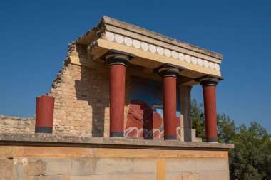 Yunanistan 'ın Girit adasındaki ünlü Knossos sarayının antik kalıntıları.