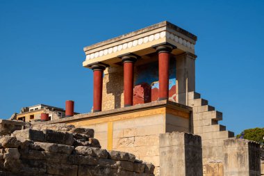 Yunanistan 'ın Girit adasındaki ünlü Knossos sarayının antik kalıntıları.