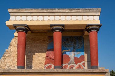 Yunanistan 'ın Girit adasındaki ünlü Knossos sarayının antik kalıntıları.