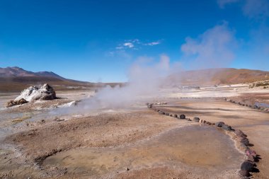 Kuzey Şili 'nin And Dağları' ndaki El Tatio gayzer tarlası