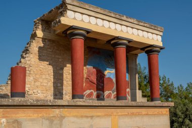 Yunanistan 'ın Girit adasındaki ünlü Knossos sarayının antik kalıntıları.