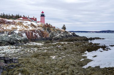 Quoddy Head State Park, Maine 'deki West Quoddy Head Light, Amerika Birleşik Devletleri' nin en doğu noktasıdır..