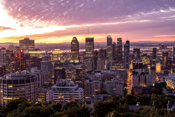 Montreal Canada September 2019 Aerial View Montreal Skyline Autumn Sunrise Stock Image