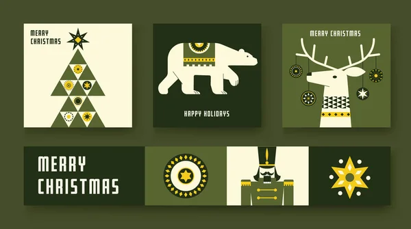 Cartes Voeux Bannières Élégantes Pour Noël Nouvel Style Simple Tendance — Image vectorielle