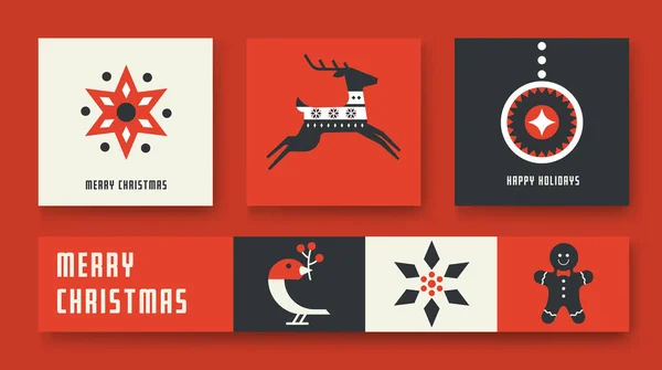 Cartes Voeux Bannières Élégantes Pour Noël Nouvel Style Simple Tendance — Image vectorielle