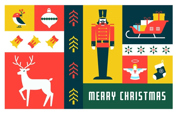 Fond Noël Simple Élégant Design Plat Style Minimaliste Joyeux Noël — Image vectorielle