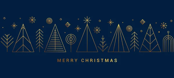 Modern Flat Line Design Creative Christmas Greeting Card Abstract Christmas — Stock Vector