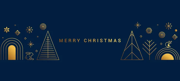 Moderní Flat Line Design Kreativní Vánoční Přání Abstraktní Vánoční Ozdoby — Stockový vektor