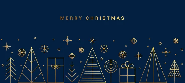 Modern Flat Line Design Creative Christmas Greeting Card Abstract Christmas — Stock Vector