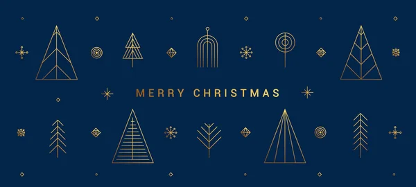 Modernes Flat Line Design Kreative Weihnachtsgrußkarte Abstrakte Weihnachtsschmuck Muster Feiertagsthema — Stockvektor