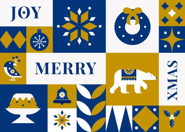 Weihnachten Nahtlose Muster Skandinavischen Stil Ferien 2023 Postkarte Schneeflocken Dekorationen — Stockvektor