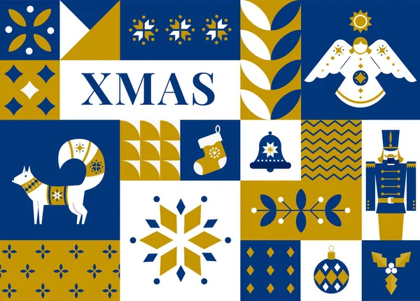 Modèle Sans Couture Noël Dans Style Scandinave Vacances 2023 Carte — Image vectorielle