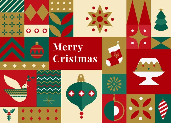 スキャンディナヴィア風のクリスマスシームレスパターン 2023年の郵便はがき 雪の結晶 装飾やクリスマスツリーの要素 レトロなクリーンコンセプトデザイン ベクターイラスト — ストックベクタ