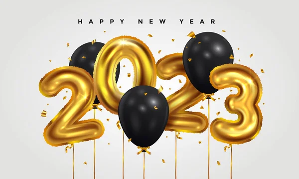 2022年新年快乐 有现实的金色气球号码 装饰设计元素 庆祝派对海报 节日矢量3D解说 — 图库矢量图片