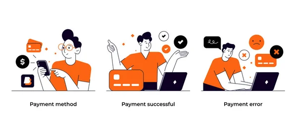 Online Αγορές Και Commerce Concept Set Payment Μέθοδος Πληρωμής Online — Διανυσματικό Αρχείο