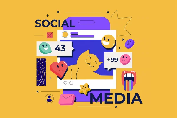流行的社交媒体概念 用成功的营销策略增加你的社交媒体追随者 病媒图解 — 图库矢量图片