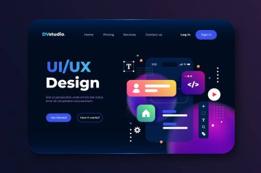 Web sitesi ve mobil web sitesi için Ui Design 'in modern 3D tasarım konsepti. İniş sayfası şablonu. Düzenlemek ve kişiselleştirmek kolay. Vektör illüstrasyonu