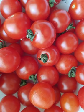 Tahta arka planda taze kırmızı domatesler