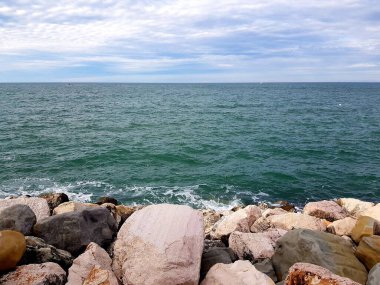 Soçi, Rusya 'daki Karadeniz kıyıları. Karadeniz manzarası.