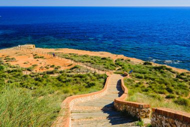 Summer landscape, sunny day at sea in Spain on the Mediterranean coast of Costa Blanca, Orihuela Costa, Cabo Roig