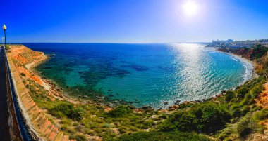 Summer landscape, sunny day at sea in Spain on the Mediterranean coast of Costa Blanca, Orihuela Costa, Cabo Roig