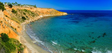Summer landscape, sunny day at sea in Spain on the Mediterranean coast of Costa Blanca, Campoamor, Orihuela Costa