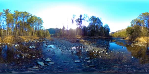 Wirtualna Rzeczywistość 360 Pięknej Sceny Górskiej Wczesną Jesienią Lub Latem — Wideo stockowe