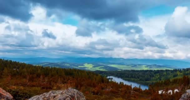 Časová Prodleva Horského Jezera Létě Nebo Podzim Divoká Příroda Venkovské — Stock video