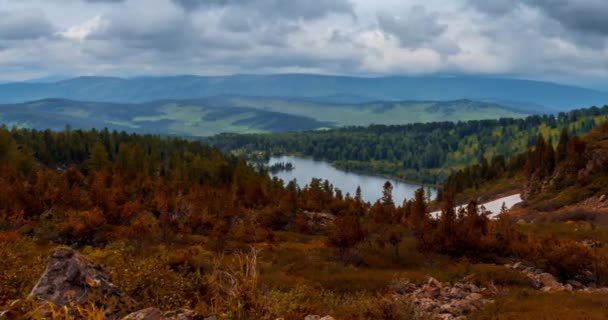 Časová Prodleva Horského Jezera Létě Nebo Podzim Divoká Příroda Venkovské — Stock video