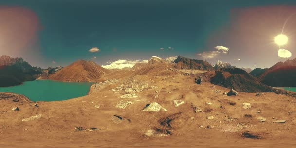 360 Gokyo Гірське Озеро Зимовий Сезон Дикі Гімалаї Височать Над — стокове відео