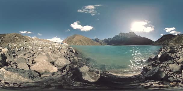 360 Gokyo Lago Montanha Temporada Inverno Himalaias Selvagens Natureza Alta — Vídeo de Stock