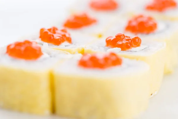 Sushi Set Compositie Aan Witte Achtergrond Japans Eten Restaurant Sushi — Stockfoto