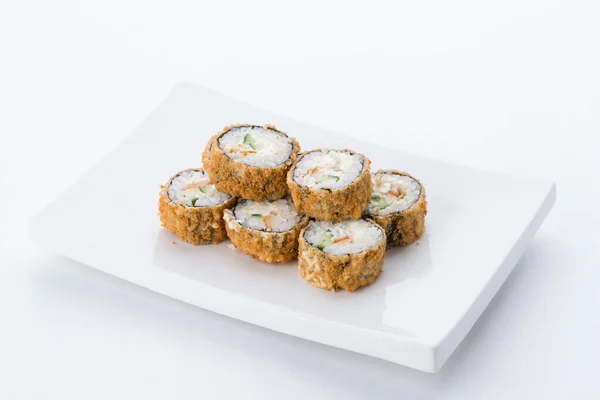 Sushi Set Composition White Background Japanese Food Restaurant Sushi Maki — Stock Photo, Image