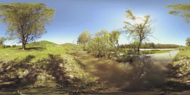 360 Realidade Virtual Rio Flui Sobre Rochas Nesta Bela Cena — Vídeo de Stock