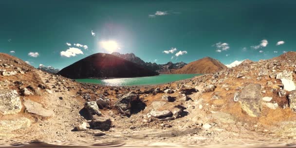 360 Gokyo Bergmeer Het Winterseizoen Wild Himalaya Hoge Hoogte Natuur — Stockvideo