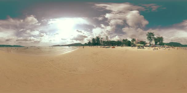 360 Beautiful Beach Sea Sand Sky Big Sun Clouds Touches — Stock Video