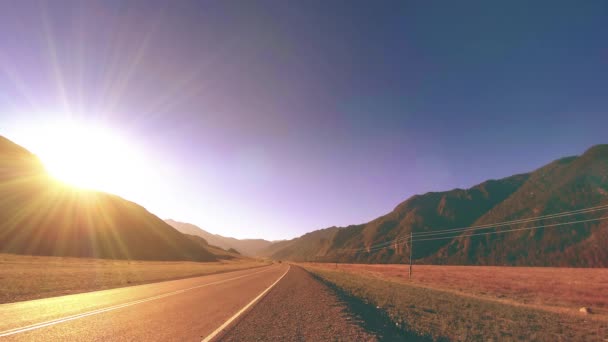 Uhd Dağ Yolu Zaman Ayarlı Yaz Sonbahar Günbatımı Gündoğumu Saatinde — Stok video