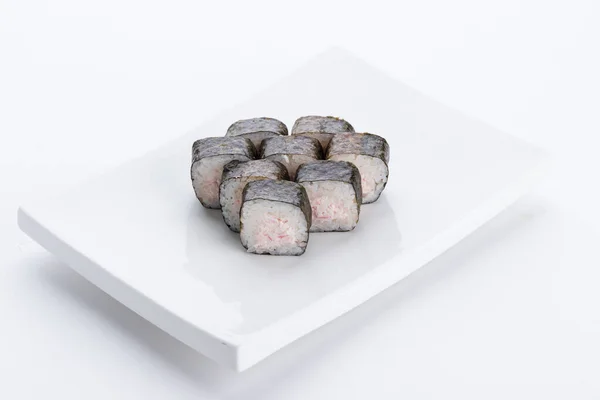 Sushi Set Und Komposition Auf Weißem Hintergrund Japanisches Restaurant Sushi Stockfoto