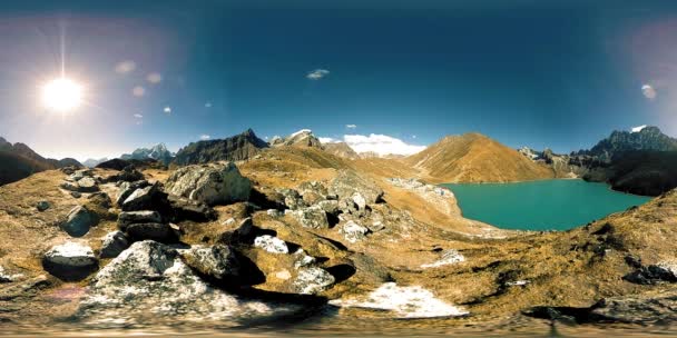 360 Gokyo Mountain Lake Την Χειμερινή Περίοδο Άγρια Ιμαλάια Μεγάλο — Αρχείο Βίντεο