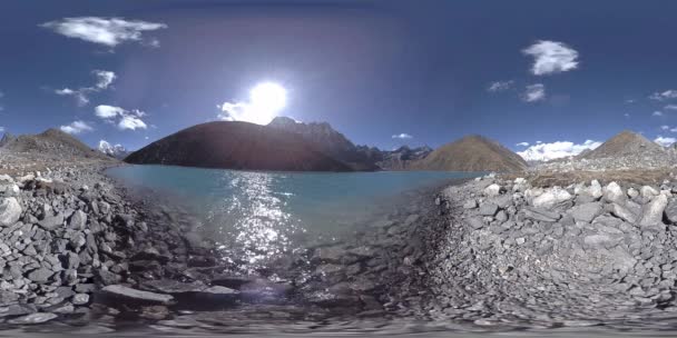 360 Gokyo Bergmeer Het Winterseizoen Wild Himalaya Hoge Hoogte Natuur — Stockvideo