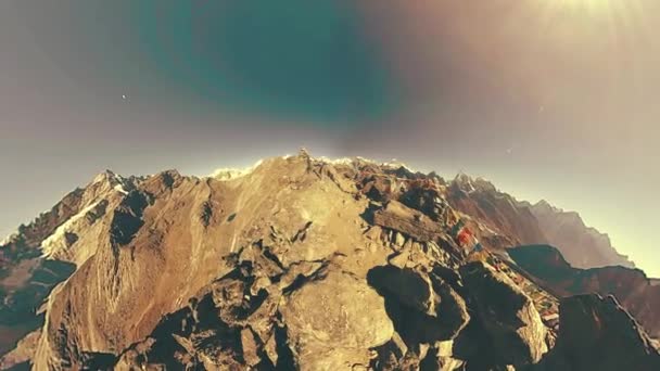 360 Gokyo Mountain Top 티베트의 히말라야는 고도의 계곡입니다 바위가 산비탈 — 비디오