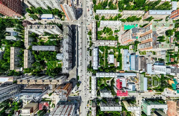 Luftaufnahme Der Stadt Mit Kreuzungen Und Straßen Häusern Gebäuden Parks Stockbild
