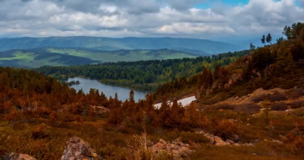 Время Горного Озера Летом Осенью Дикая Природа Сельское Поле Быстрое — стоковое видео