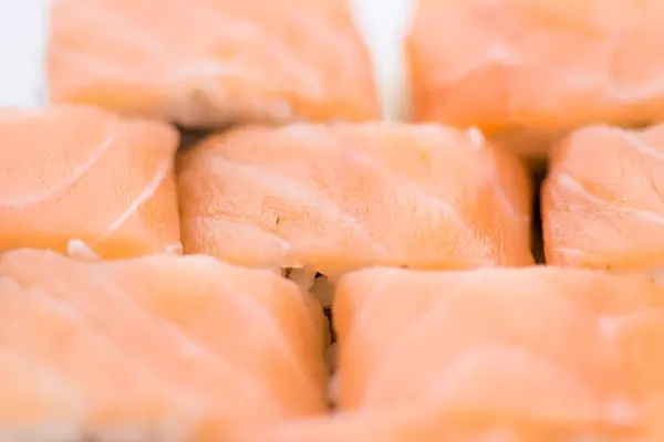 Sushi Szett Összetétele Fehér Háttér Előtt Japán Étterem Sushi Maki Stock Fotó