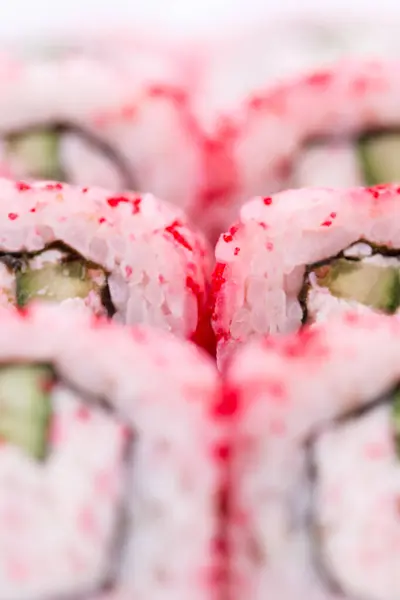 Set Sushi Composición Fondo Blanco Restaurante Comida Japonesa Plato Rollo Fotos de stock